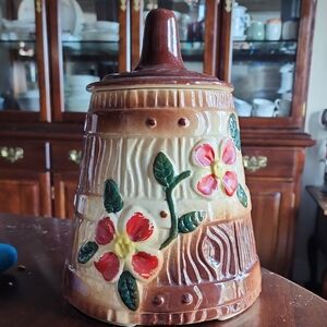 Floral Ceramic Jar with Lid
